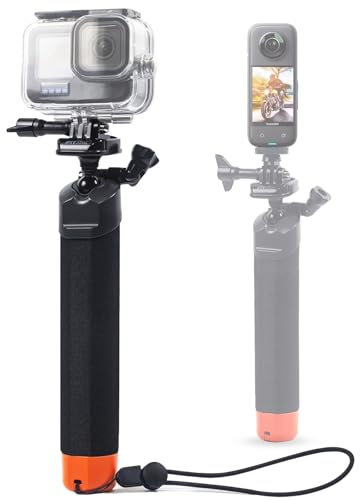 FitStill 360°Adjustable Angle Waterproof Monopod Floating Hand Grip Snorkeling Selfie Pole Stick Compatible with Go Pro Hero 12/11/10/9/8/7/6/5 Max Session DJI Osmo and Other Action Cameras