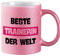 Huuraa Glitzer Kaffeebecher Beste Trainerin der Welt Geschenk 330ml Pink Beste Trainerin Mitbringsel