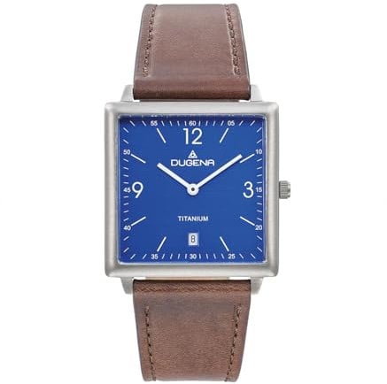Dugena Herren-Armbanduhr Mannheim, Quarz, Lederarmband, Mineralglas, wasserdicht, 3 bar, Farbe:Blau