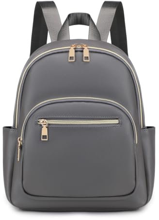 JIANLINST Rucksack Damen Klein PU Leder Cityrucksack Mini Rucksacktasche Wasserdicht Tagesrucksack Frauen Kleiner Tasche Daypack Grau
