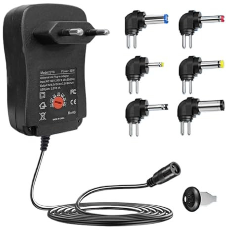 Adaptador CA CC, Adaptador CC, Adaptadores De Corriente CA Portátiles De 30 W - Adaptador De Corriente Conmutada De Voltaje De 3 V A 12 V, Adaptador CA/CC Para Tira De Luz LED, Enrutador, Altavoz, Pes