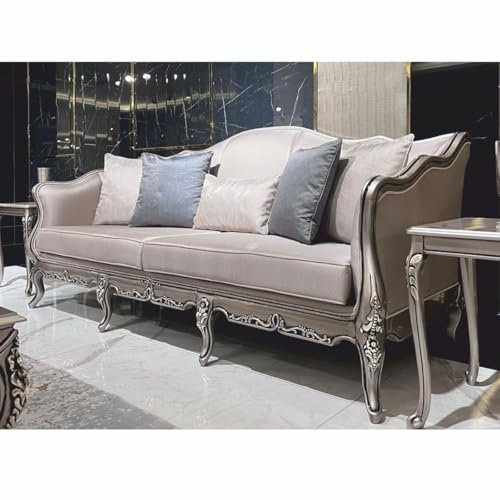 Casa Padrino Luxus Barock Sofa Silber 225 cm - Barockstil Wohnzimmer Möbel