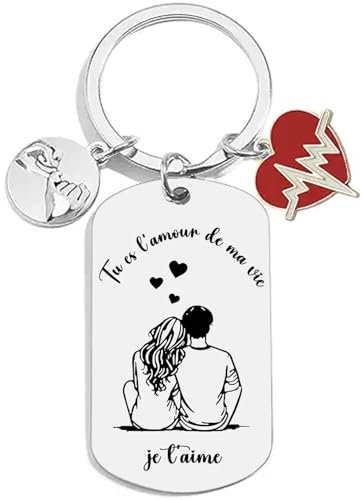 QTZXZX Je t’aime Porte-clés,Idée Cadeau Original Amis Couple Amoureux Collègue Frère Sœur Mari Femme pour Anniversaire St Valentin Noël,Cadeau Femme Porte-clés (1)