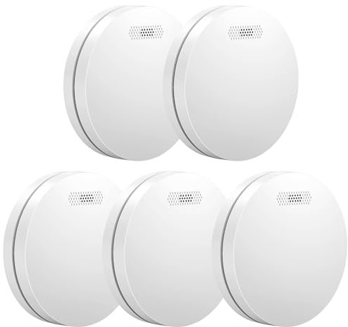 Aroha Link Hitzemelder/Rauchmelder Vernetzt - 10 Jahre Batterie - Feuer/Hitzemelder Vernetzbar - 5 Set
