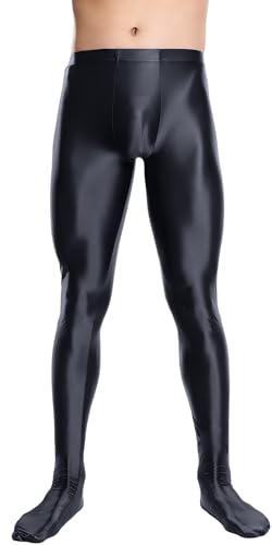 AIEOE Herren Ölig Glanz Strumpfhosen Übergröße Nylon Leggings EU XXL