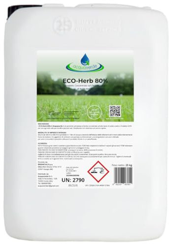 acquaverde | ECO-Herb 80%, Acido Acetico 80% Concentrato - 25 L, Azione Erbicida Rapida, Effetto Diserbante, Stop alle Erbe Infestanti per Viali, Aree Incolte, Piazzali