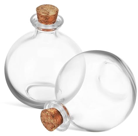 Gatuida Terrario De Cristal con Tapa De Corcho para Plantas Hidropónicas y Micropaisajes, Frascos De Vidrio Transparentes Esféricos De 250 Ml, Set De 2 Unidades para Decoración y Almacenamiento