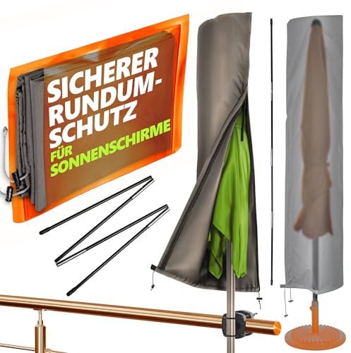 4smile Housse de protection pour parasol - Taupe - Diamètre : 300 cm / 250 x 150 cm - En polyester - Robuste - Avec tige - Fermeture éclair