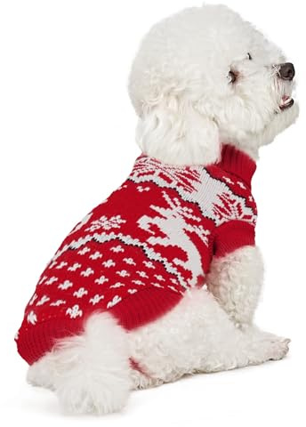 Supet Hundepullover Winter für kleine Grosse Hunde – Weicher gestrickter Hundepulli mit hohem warm, elastisch, Hundemantel für Dackel, Französische Bulldogge, XS-XXL, Weihnachten & Alltag(Rotwild S)
