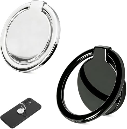 HSUYUN Handyringhalterung Finger, 2 Stück 32 mm Handy Fingerhalterung | 180° Drehbar Ringhalter für Handy, Zinklegierung Handygriff, für Handy und Tablet