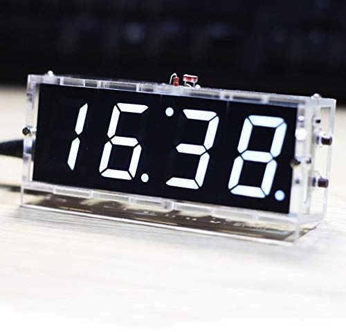 DIY Digitaluhr Bausatz 4-stellig LED-Wecker mit Alarm | Vielseitige Uhrenplatine mit Wecker und Timer, Großes leuchtendes Zifferblatt