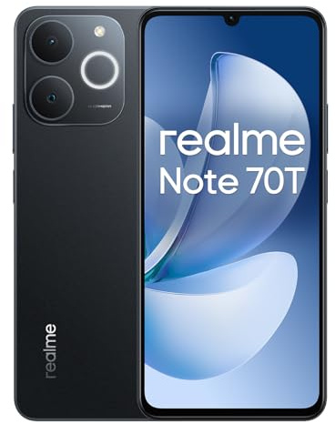 realme Note 70T 4G Smartphone 4+128GB, Black, 6.75-inch screen, 90Hz display, 6000 mAh battery, 32 MP camera, powerful octa-core processor, ArmorShell Protection, IP54