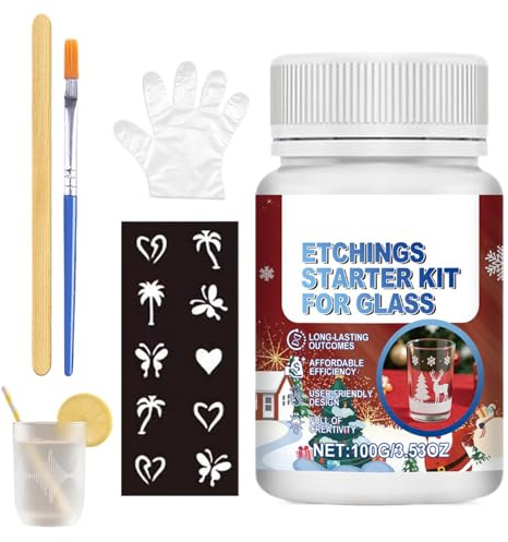 Jukeoiu Glas-Ätz-Set – Glasätzungs-Start-Kunst Creme-Set für Design, langlebige Bastelmaterialien für Künstler, Anfänger, Studenten, Party, Hochzeit, Urlaub, Zuhause, Klassenzimmer, Dekoration