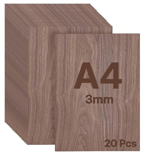 WISYOK 20 pezzi Compensato di Noce, A4 3mm Pannello Legno, 30×21cm