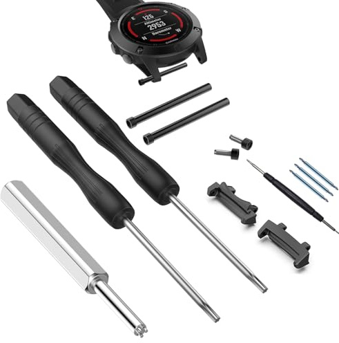 CORXEFXEF 2x Watch Band Lug Link Pins Fit for Amazfit T-Rex 3，with 2x Connectors 3 x22mm spring pins Connect 22mm Strap 4x Screwdrivers Tool fit for Amazfit T-Rex3 Smartwatch Accessory (BK)