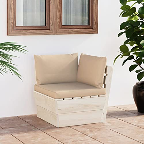 QZZCED Eck-Gartensofa aus Paletten mit Kissen, Sofa aus imprägniertem Fichtenholz für Terrasse und Terrasse, flexibles modulares Design und Polsterung aus Polyester