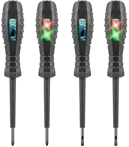 4 pièces tournevis 2 en 1 à couple fort,tournevis testeur de tension | stylo testeur électrique utile,Testeur de tension(noir)