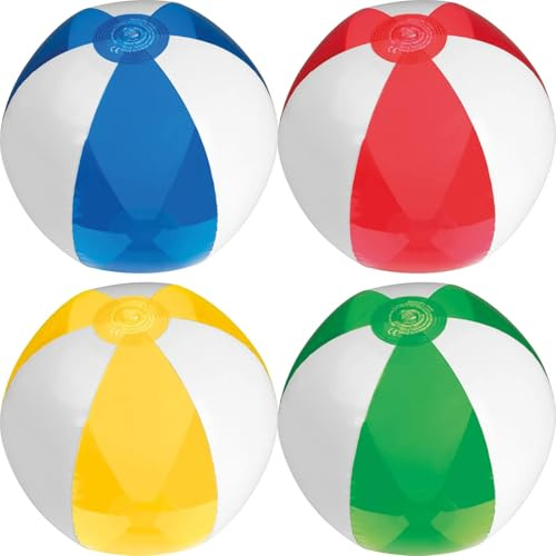 Livepac-Office 4x Strandball/Wasserball/mit transparenten Segmenten / 4 Farben sortiert