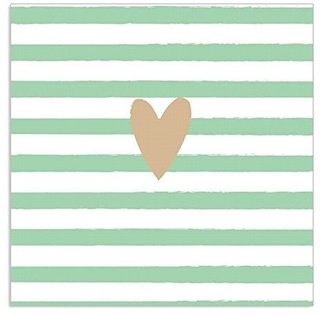 ARTEBENE Servietten 33x33 cm Streifen mit Herz mint