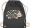 Turnbeutel Rucksack - Taschen - Süßer Igel Frühlingstiere mit Blumen I - Unisize - Dunkelgrau - sportbeutel kindergarten tier beutel turnsäckchen mädchen kita stoffbeutel