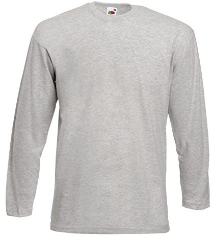 Fruit of the Loom Mens Long Sleeve Value T Shirt Heather Grey 5XL