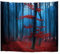 A.Monamour Wanddekor Wandteppiche Verzaubert Geheimnisvoll Blau Nebel Nebelig Wald Rot Bäume Natur Landschaft Landschaft Textil Stoff Wandbehang Tapisserie Wanddekors Vorhänge Bettdecken 180x200cm