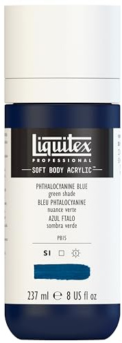 Liquitex 1923316 Professional Acrylic Paint Soft Body - Artist Paint in Creamy Opaque Consistency, High Pigmentation, Non-fading and Ageing-Resistant, 237 ml Bottle - Phthalo Blue (Green Tone)