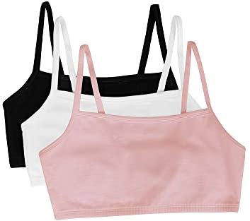 Fruit of the Loom Damen 3 Pack Spaghetti Bra Sport-BH, Blushing Rose/Weiß/Schwarz, 90 (3er Pack)
