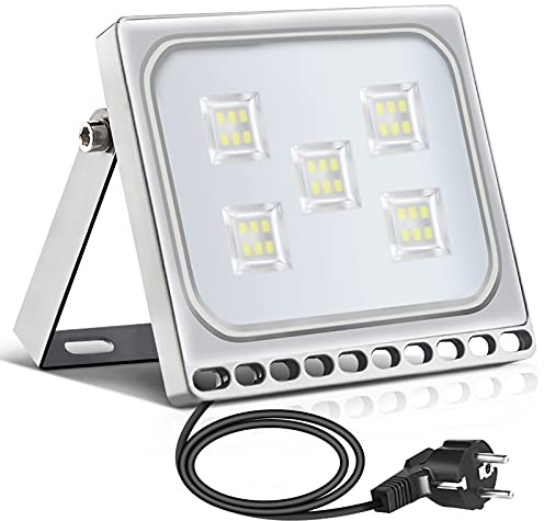 Papasbox 30W LED Flutlicht Flutlichtstrahler Strahler Scheinwerfer, LED Außenstrahler mit Stecker Wasserdicht IP65, Kaltweiß 6000K Baustrahler, Außenbeleuchtung für Garten, Garage, Hotel