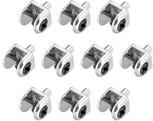 Sourcingmap Glass Shelf Brackets, 4pcs Zinc Alloy Glass Shelf Clamp Pegs Support Clip Shaft Mount for 5-8mm Thick