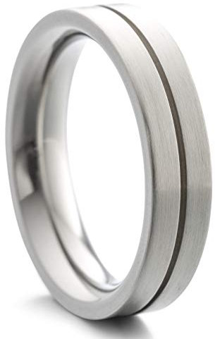 Heideman Ring Damen und Herren Paari aus Edelstahl silber farben matt Damenring für Frauen und Männer als Partnerringe mit Kerbe strichmatt Gr.64 hr7008-4-64