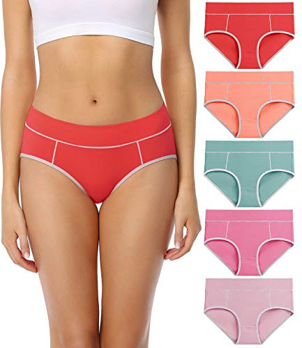 wirarpa Unterhosen Damen Midi Taille Slip Baumwolle Bequeme Unterwäsche 5er Pack