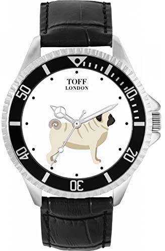 Toff London Pug Dog Herren Armbanduhr 42mm Gehäuse Custom Design