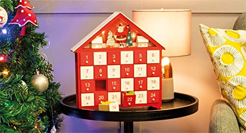 Wooden Advent Calender with 24 individual Drawers and Lights