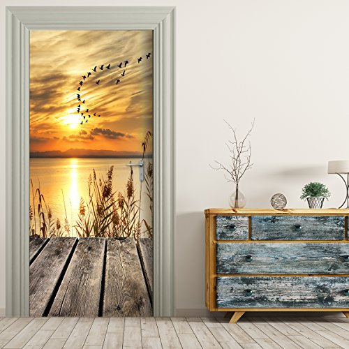 Stickerprofis Türtapete selbstklebend TürPoster - ABEND STIMMUNG - 3D Türaufkleber Türfolie