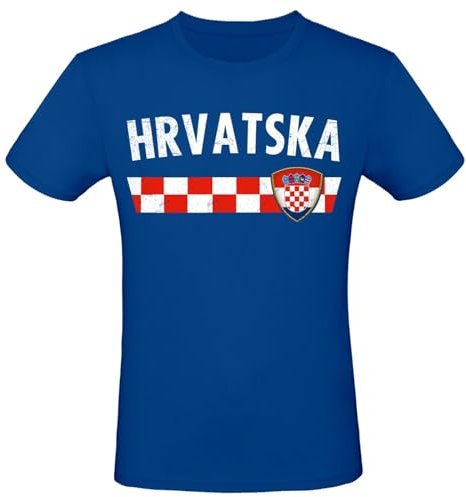 Alsino Hrvatska EM Fan Shirt Kroatien Europameisterschaft 100% Baumwolle T-Shirt Rundhals Fanartikel Alle Größen Herren Damen Fan-Shirt