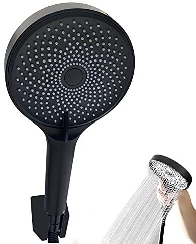 Pommeau Douche Noir, Pomme Douche Qualité Supérieure, Haute Pression Shower, Douchette Economie D'eau, Douchettes avec 3 Modes de Jet Haute Pression Douche, Convient pour Salle de Bain, SPA