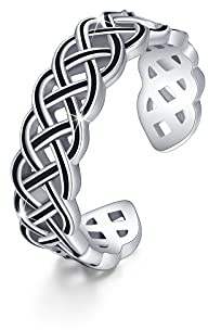 Keltischer Knoten Ringe Herren,925 Sterling Silber Keltischer Knoten Verstellbar Offener Ring für Damen Keltischer Schmuck Punk Ringe Valentinstag Keltischer Daumenring Mädchen Spiraler