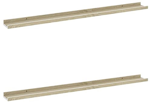 vidaXL 2X Wandregal Bücherregal Wandboard Schweberegal Hängeregal Dekoregal Freischwebend Regal Büroregal Wandablage Weiß Sonoma-Eiche 100x9x3cm