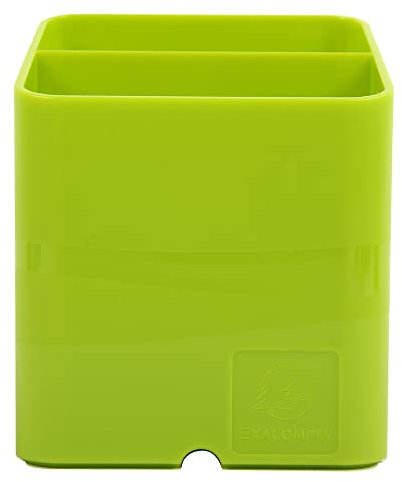 Exacompta - Réf. 67425D - 1 pot à crayons PEN-CUBE magnétique - 2 compartiments - porte-stylos – pour tableau blanc, réfrigérateur – idéal au bureau, à la maison, à l’école - couleur citron vert