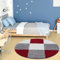 THE RUGS Area Rug – Modern Luxury Shaggy Rug, Multicolour Pattern Carpet, Ultra Soft for Bedroom, Living Room, Kids Room, (120 cm Round, Red)