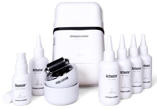 Copenhagen Grooming Haarwachstum Beschleunigen Set für Männer mit Haar Wachstum Serum, Mikronadel-Roller für Hair Growth & Roller-Reiniger - Verlangsamt Haarausfall (250 Tage Vorrat)