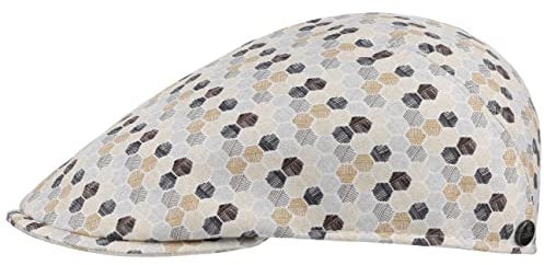 LIERYS Hexagon Flatcap Gemusterte Baumwollkappe Ballonmütze Damen Herren Frühjahr Sommer beige 59 cm