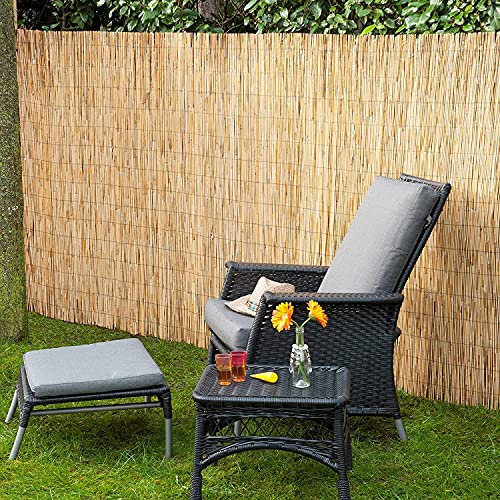 Abaseen Natural Split Reed Fence Hand-Woven Reed Screening for Garden Natural Window Roller Blind Outdoor Bamboo Shades for Garden Patio Gallery Balcony Decorative Fences (2m x 4m)