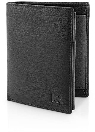 KRONIFY Helios Herren Geldbörse aus Leder mit RFID Schutz I Geldbeutel im Hochformat I Portmonnaie mit Münzfach I Portmonee mit Platz für 13 Karten I (9,5x12,5x2cm) I Schwarz