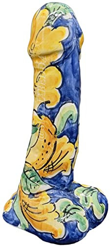 sicilia bedda - FALLO IN CERAMICA SICILIANA - Dipinto a Mano - Soprammobile Moderno e Divertente (Altezza 18 Centimetri, Maioliche Blu)