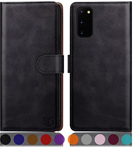 SUANPOT [RFID Schutz für Samsung Galaxy S20 Hülle PU Leder Handyhülle Lederhülle Klapphülle Kartenfach Flip Cover für Samsung S20 Handy hülle Leather Wallet Phone Case Schwarz