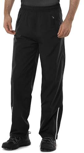 33,000ft wasserdichte Regenhose Herren Fahrrad Outdoorhose Atmungsaktive Winddicht Wanderhose Überziehhose Leichte Regenhose Schwarz 36W x 32L