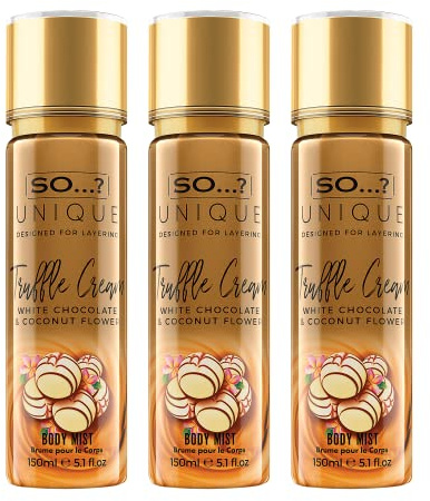 So…? Unique Damen Trüffelcreme, Körpernebel, Duftspray, 150 ml, 3 Stück
