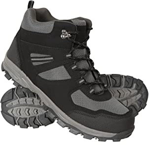 Mountain Warehouse McLeod Mens Hiking Boots - Durable, Breathable Walking Shoes, Sturdy Grip, EVA Cushioning, Mesh Lining - For Spring Summer, Travelling, Camping, Hiking Black Adult Shoe Size 12